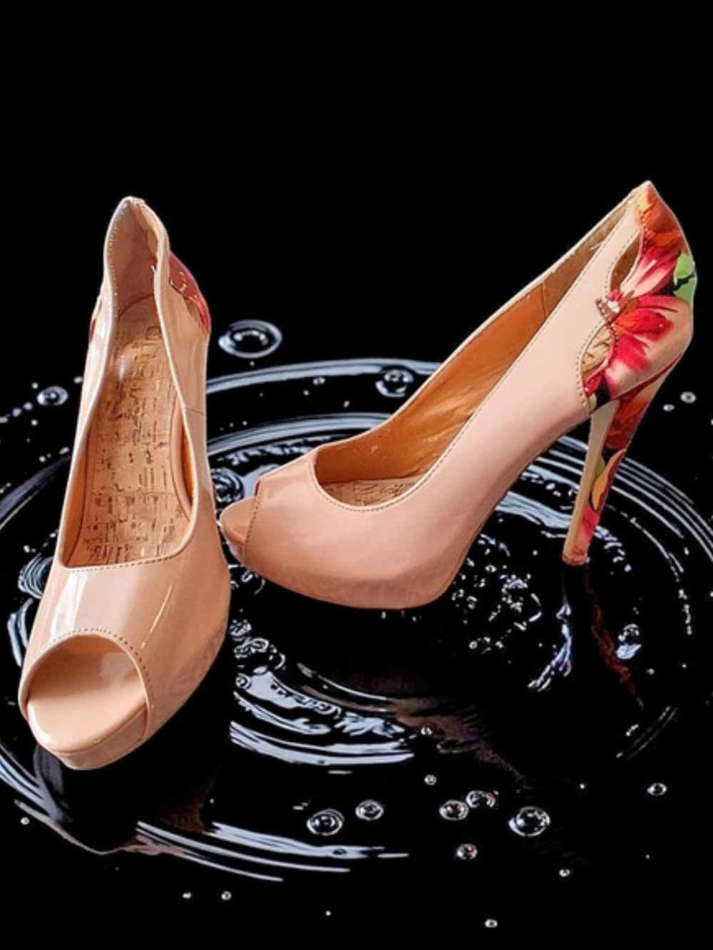 Liliana Floral Peep-Toe Heels in Blush Women's Shoes Size 9 Autumn Sexy Casual